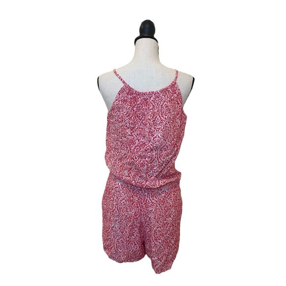 Splendid Romper Women’s Medium Red And White Rayon Drawstring Spaghetti Strap - Picture 4 of 16